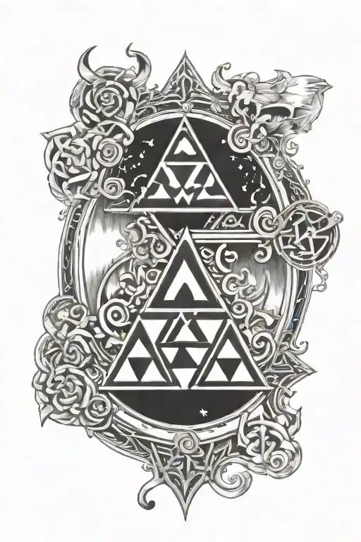 Zelda One Triforce Inside In Cursed Mark Sasuke And Circle Flame Outside
