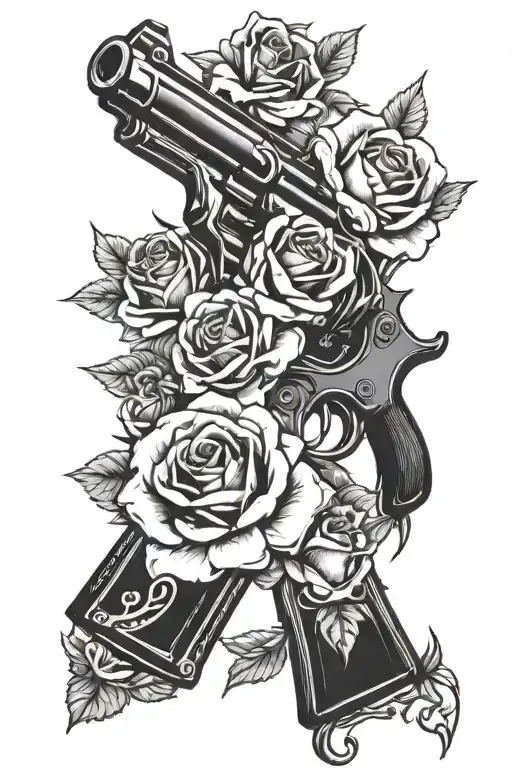 Gun With Roses Growing