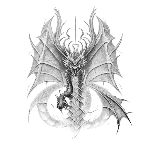 An Mechalical Barbed Wired Dragon