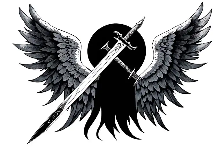Angle Wings Spread Wide Sword