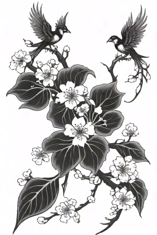 Cherry Blossom And Phoenix