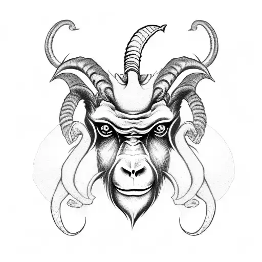 Monkey With Goat Horns And Goat Eyes