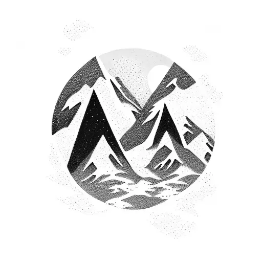 A Detailed Mountain Range Silhouette With A Snowboarder Carving Through The Snow