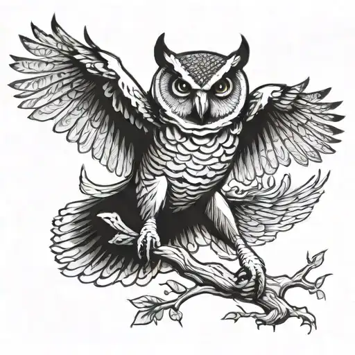Owl Flying Skul Half Alive