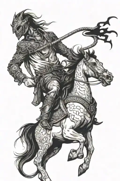 Demonic Rider On A Horse And A Snake Demonic Rider On A Horse And A Snake Wrapped