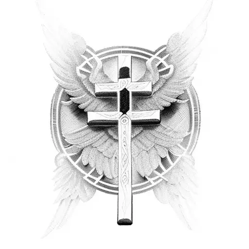 Christian Cross With Wings With Bible Verse