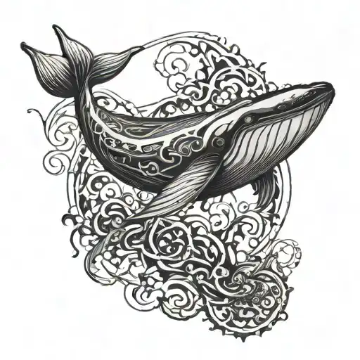 A Gothic Tattoo Design Featuring A Whale