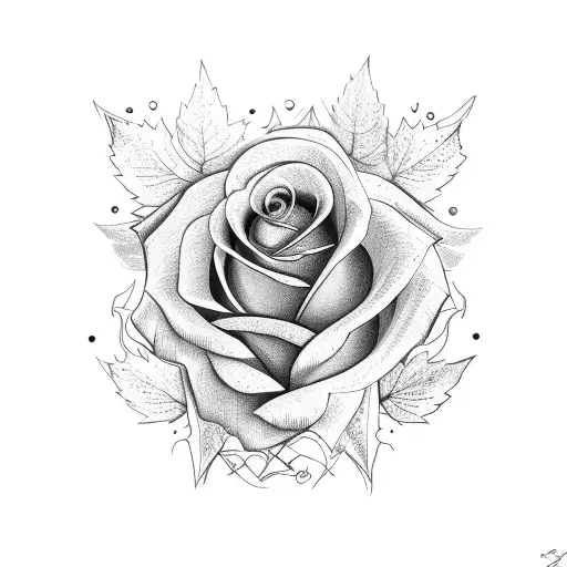 Rose With Dates As Leafs