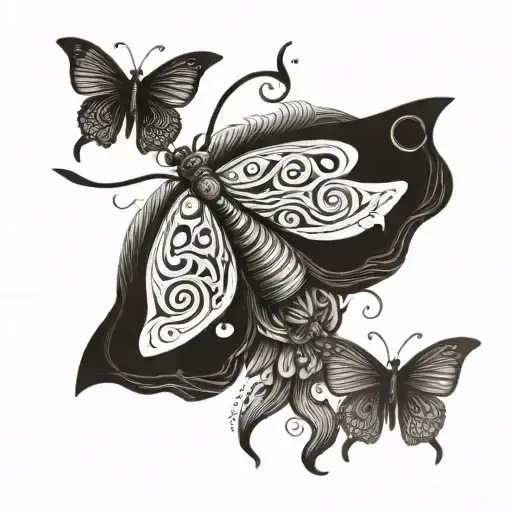 A Moth Made Out Of Spirals With A Woman S Figure In The Middle