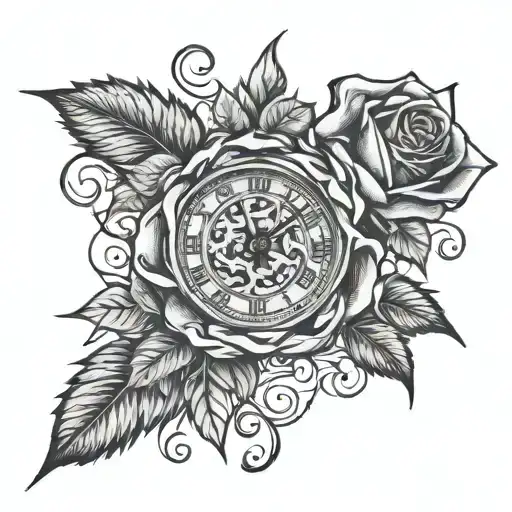 Rose And Clock And Rose