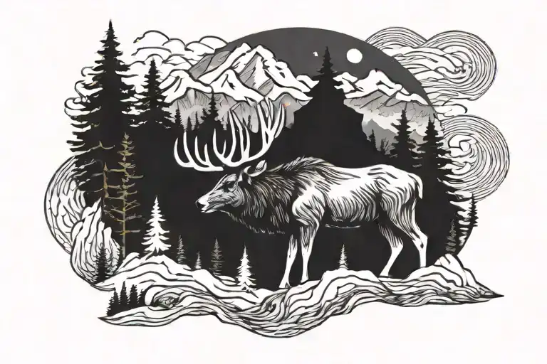 Mountain Range Shaped Like Elk Bear And Wolf
