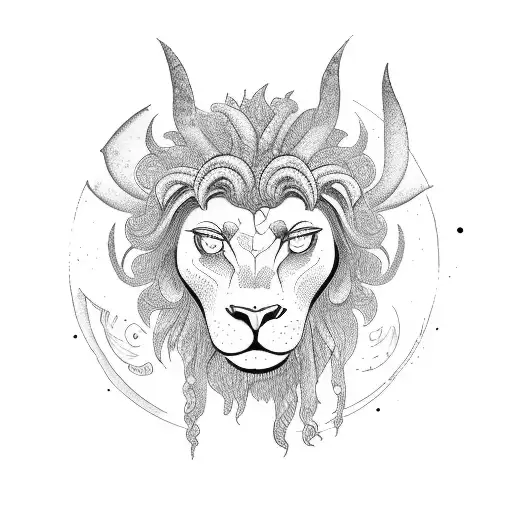 Greek Mythology Woman Moon Child Front View Waist Up Leo Lion Spiritual Pretty