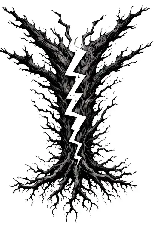 Black Lightning Bolts Striking Like Roots