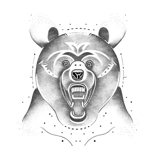 A Basketball Court In The Shape Of A Bear's Paw With Alien Graffiti