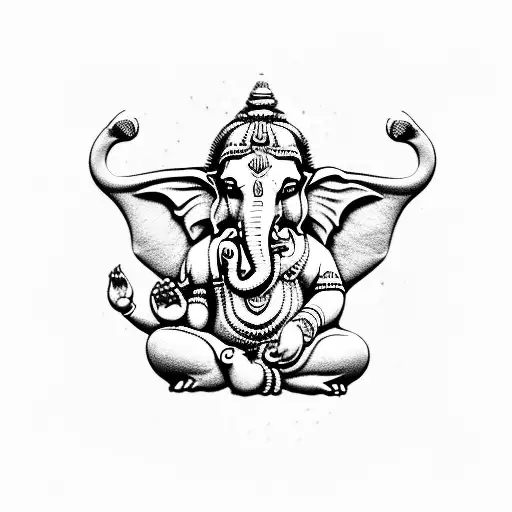 Full Body Ganesha In A Fine Line Style