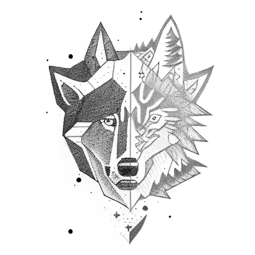 A Cowboy Riding A Wolf Through A Forest