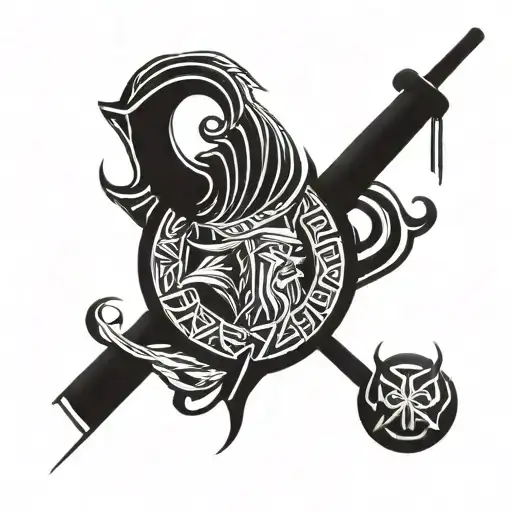 Viking And Samurai Symbols Incorporated Into The Design