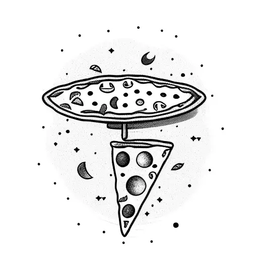 A Ufo Abducting A Slice Of Pizza With A Galaxy Background