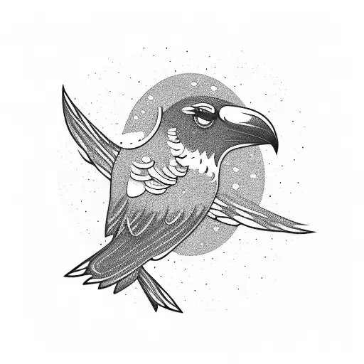 Mountain And A Flying Bird