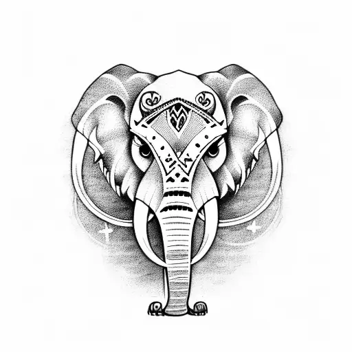 Tribal Elephant Together With Owl