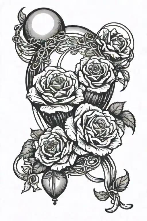 Balloon And Roses Intertwined To Represent Strength