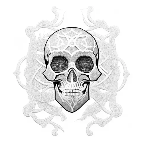 Incorporate Lace Elements Into A Geometric Skull Design