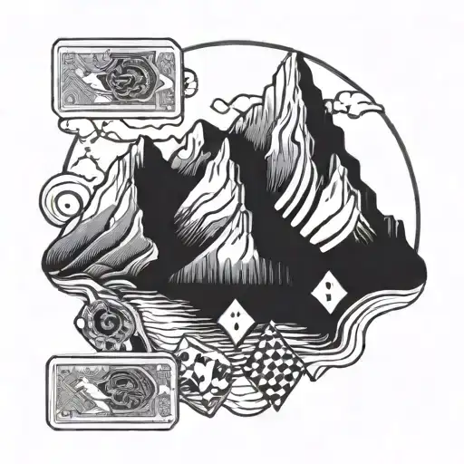 A Mountain Range Made Out Of Playing Cards With A Real Estate Symbol On Top