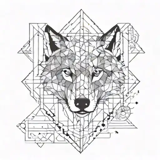 A Geometric Wolf Design Incorporating Elements Of The Student's Favorite Book Cover