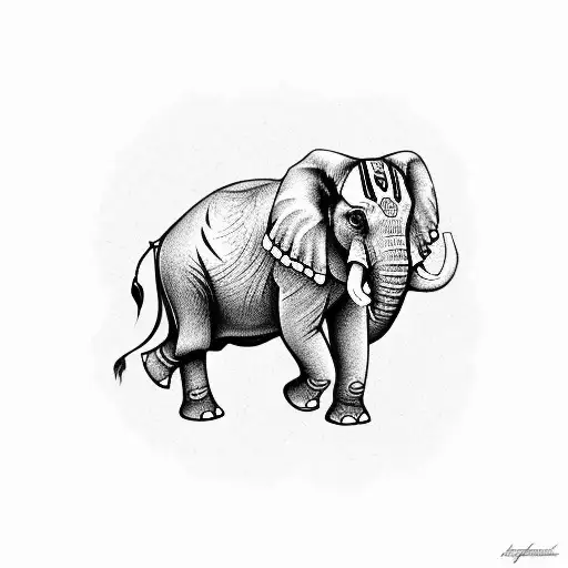 Tribal Elephant And Owl