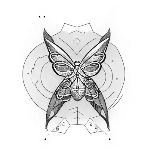 Moth Tattoo With Birthdate Roman Letters