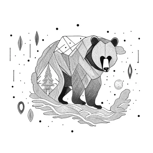 Bear Night Sky Forest