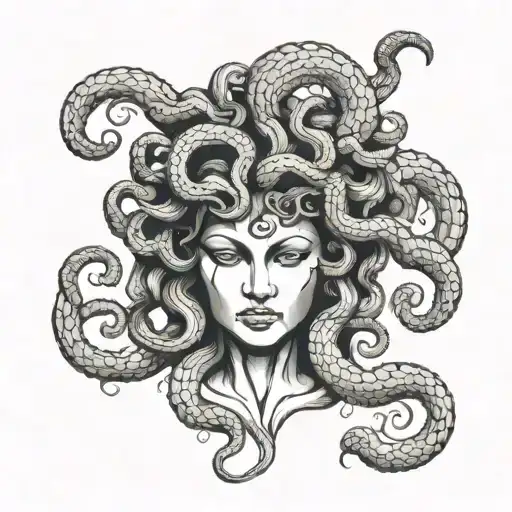 Medusa Head That Incorporates The Gemini Zodiac Sign
