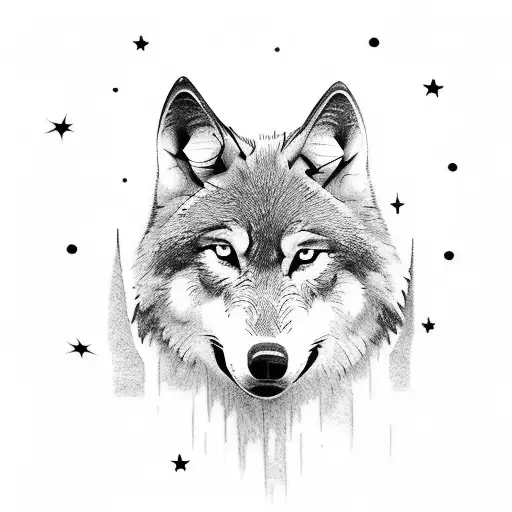 Wolf Howling At The Moon In Forest