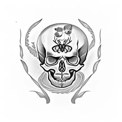 Skull With Butterfly Out Of The Eye