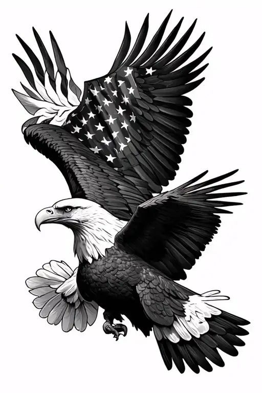 Rustic American Flag With Bald Eagle