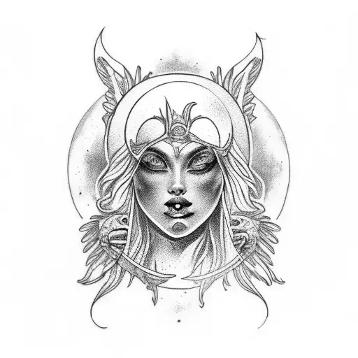 Greek Mythology Woman Moon Child Front View Waist Up Leo Spiritual Pretty Valkyrie