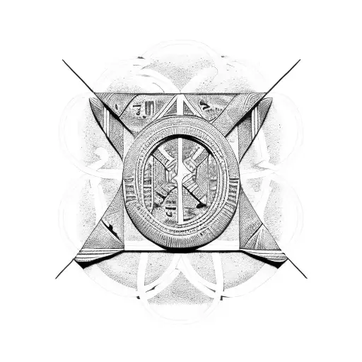 Ancient Egyptian Hieroglyphics Intertwining With A Latin Cross