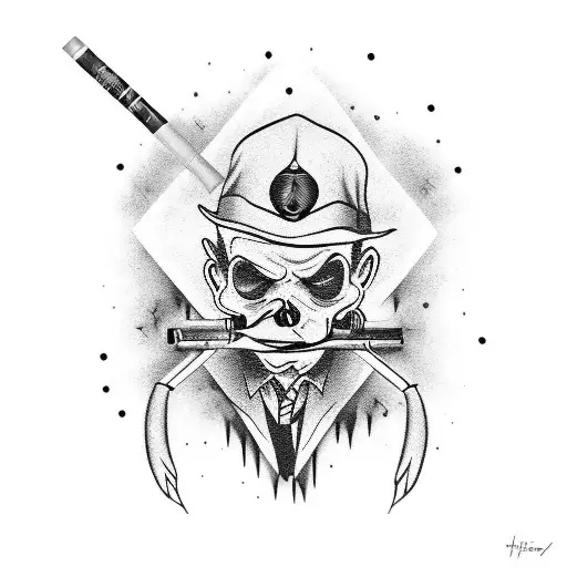 A Gangster Minkey With A Gold Tooth Smoking A Cigarette