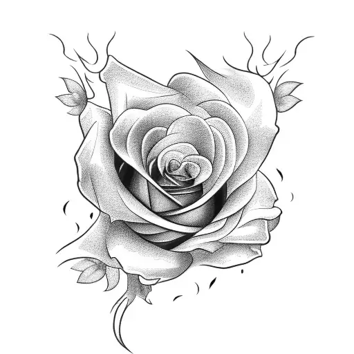 Rose And Sundrop Flower On Fire`