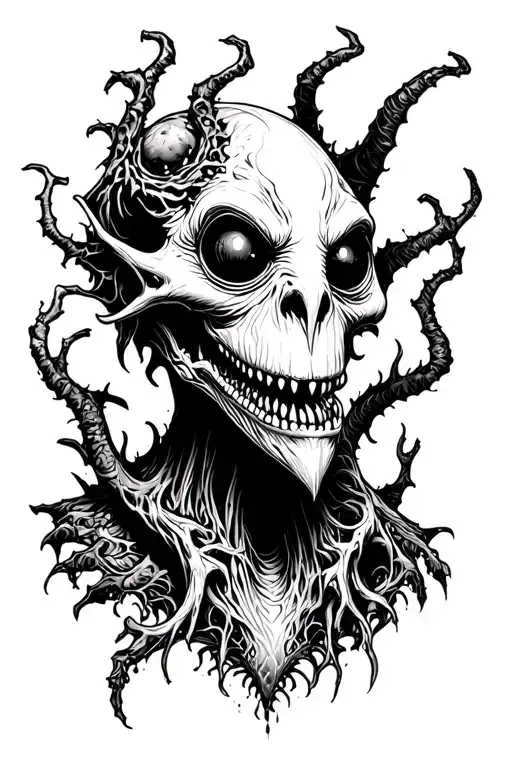 Creepy Creature Tattoo Design