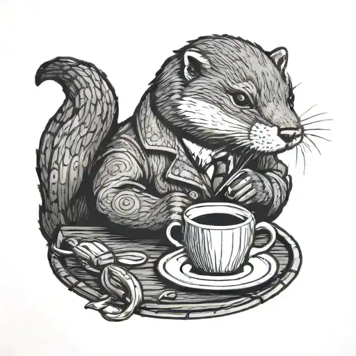 Detective Otter Sipping Coffee