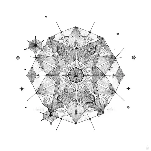 A Blackwork Design Featuring A Constellation Map With Birth Times As Stars