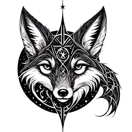 Fox And Moon Wiccan Symbol Emerging