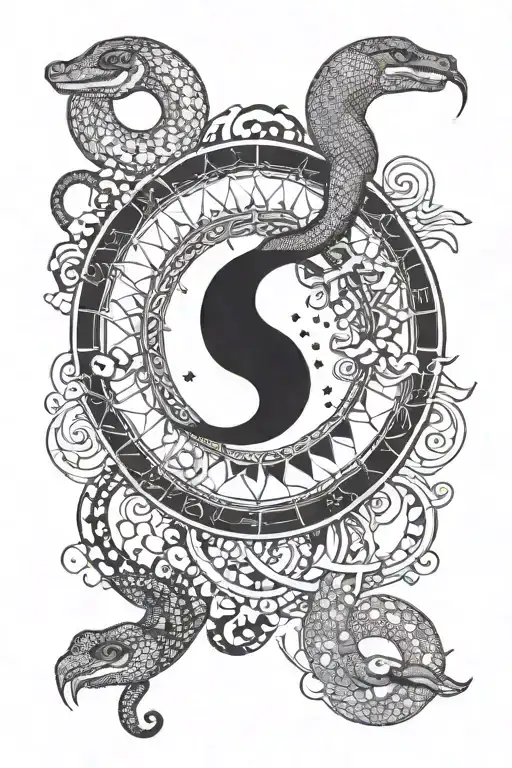 Seven Moon Phases With A Snake Slithering Between Them On The Forearm