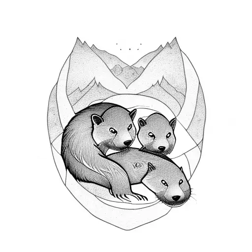 Otter & Wolf Cuddling