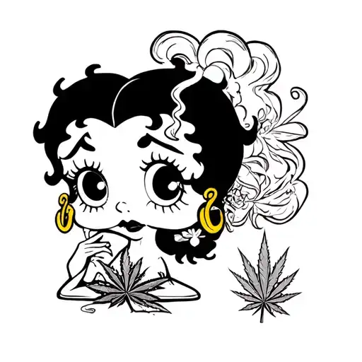 Cartton Betty Boop Smoking Weed Leaf