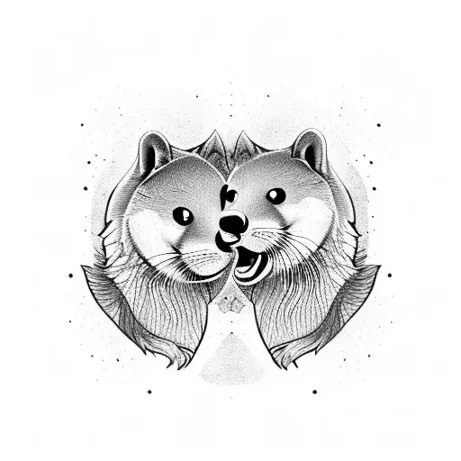 Otter And Wolf Cuddling