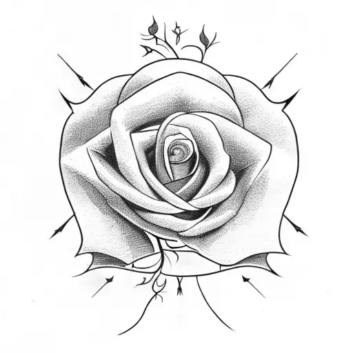 Arrow With With A Rose With Vines All Around