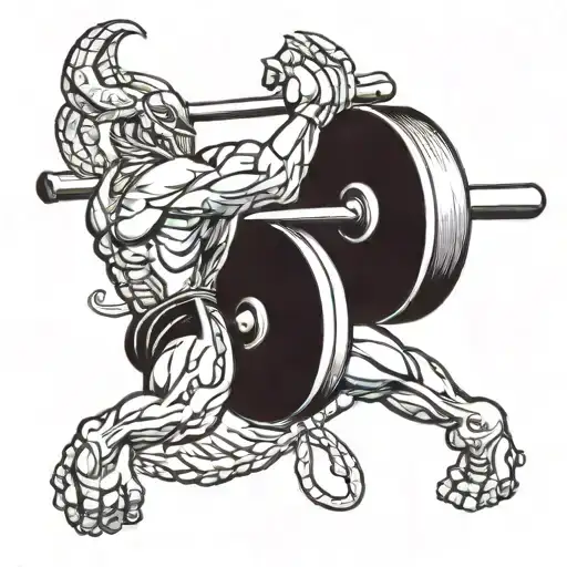 A Weightlifter Lifting A Barbell With A Scorpion Crawling On It