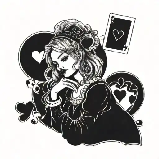 Girl With 2 Hearts Playing Card